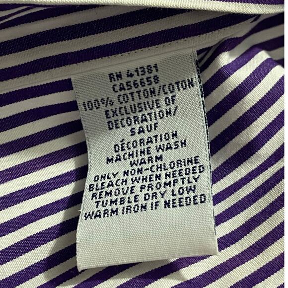 Ralph Lauren Long Sleeve Button Down Shirt Men’s XL Purple White Stripe Slim Fit - Picture 9 of 10
